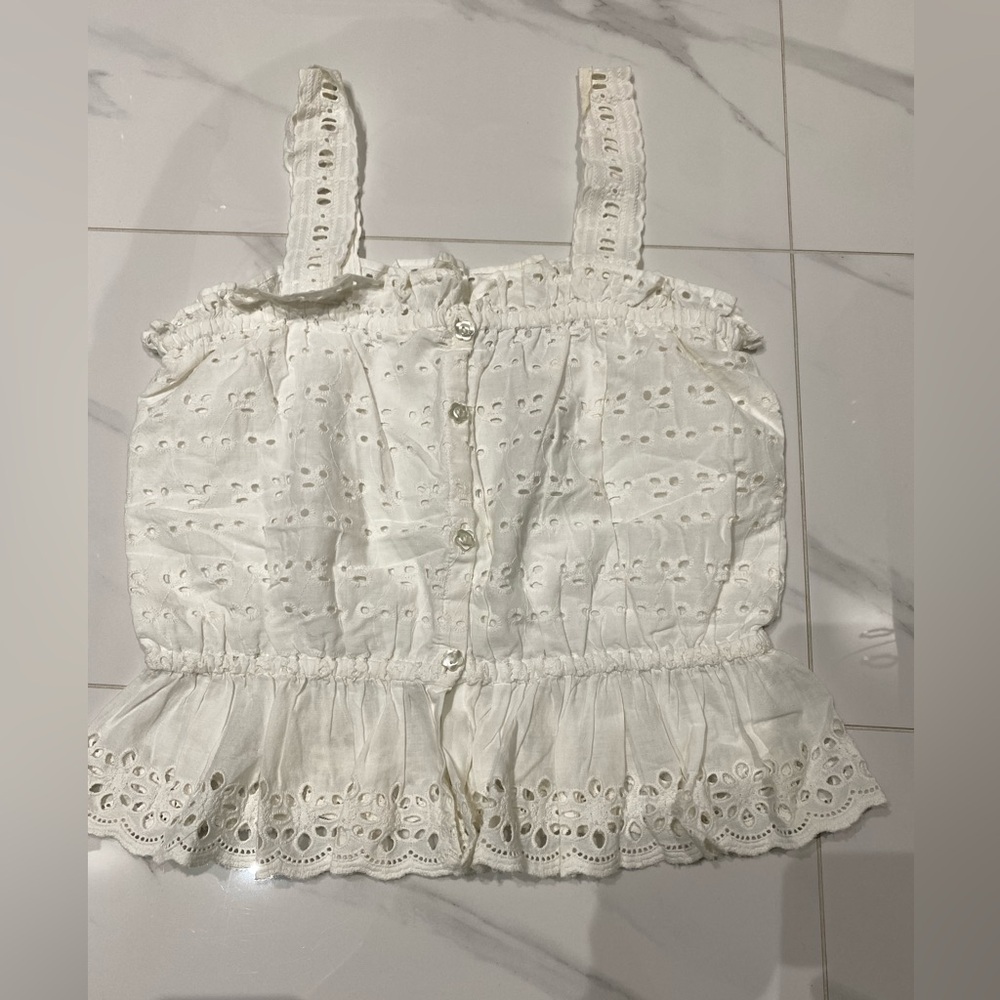 White Smocked Ruffled Crop Top